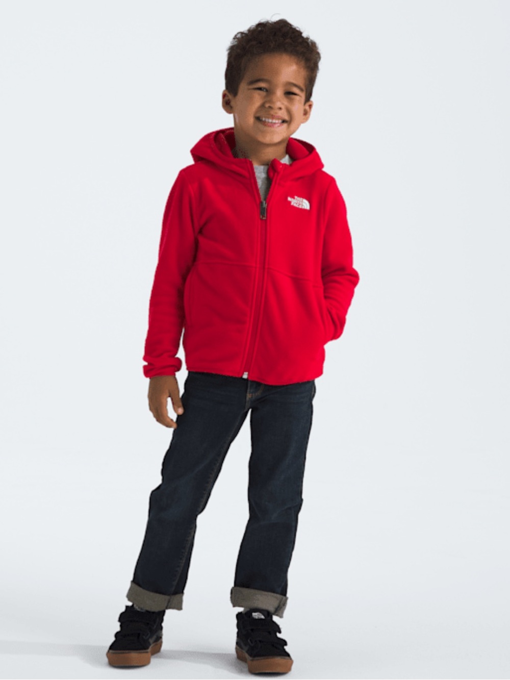 The North Face Kid's Glacier F/Z Hoodie Red Hooded Fleece Jacket XS 5/6